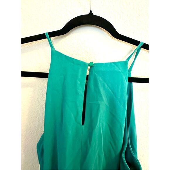 NWT BCX Juniors Women's blue/green Belted Pullover Chiffon Halter Fit & Flare Dr - Picture 10 of 13